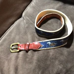 Vintage Leather Man Essex belt with ducks. Canvas & leather